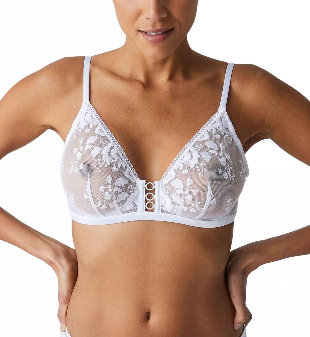 NEW SIMONE PERELE orphee sheer plunge bra in white